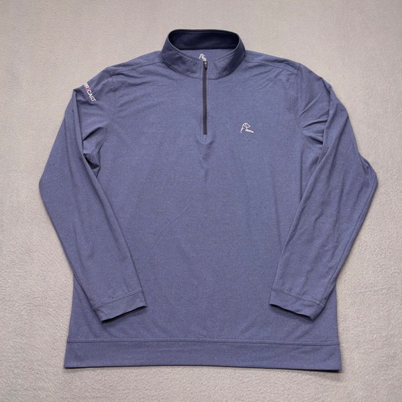 Rhoback Mens XL Quarter Zip Pullover Navy Blue Golf Performance Company Logo - Picture 2 of 10